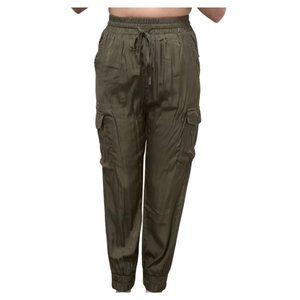 OLIVE SATIN JOGGERS